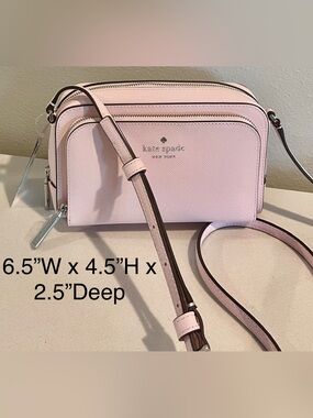 kate spade RP$279 NWT Saffiano Leather Double-Zip Shoulder/Crossbody Light pink